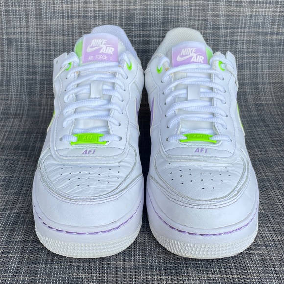 Nike Women's Air Force 1 Shadow 'White Electric Green' Sneakers Shoes size 8 - Picture 4 of 13
